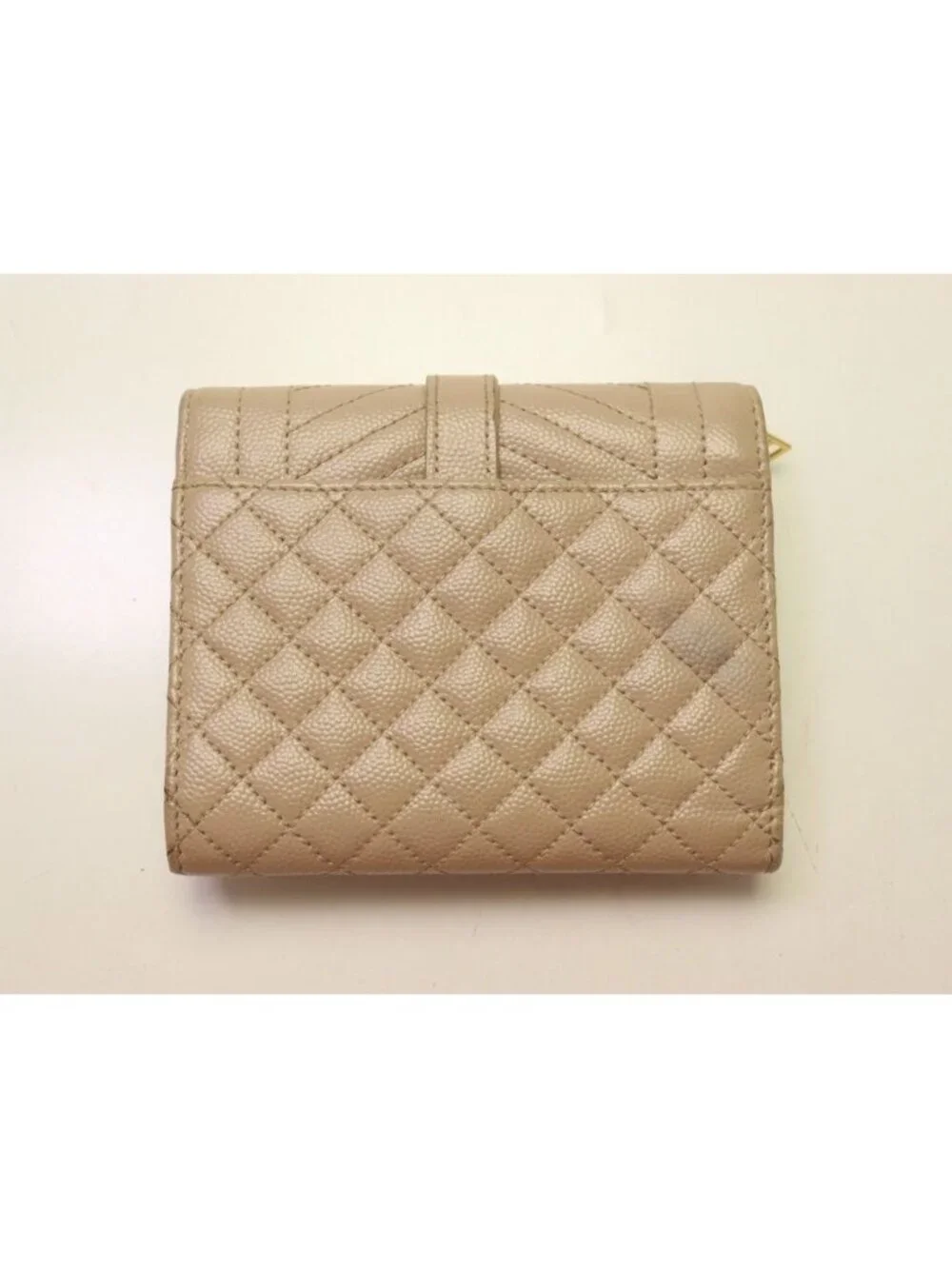 Saint Laurent Envelope Gray Leather Trifold Wallet